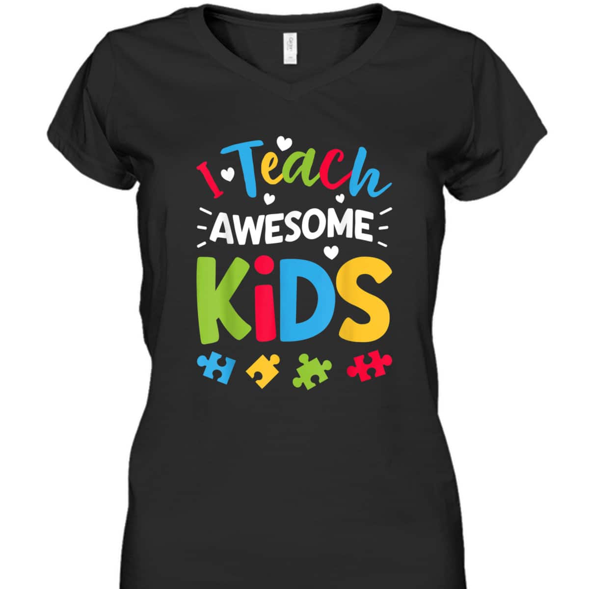 I Teach Awesome Kids Autism Awareness Women Teacher T-Shirt