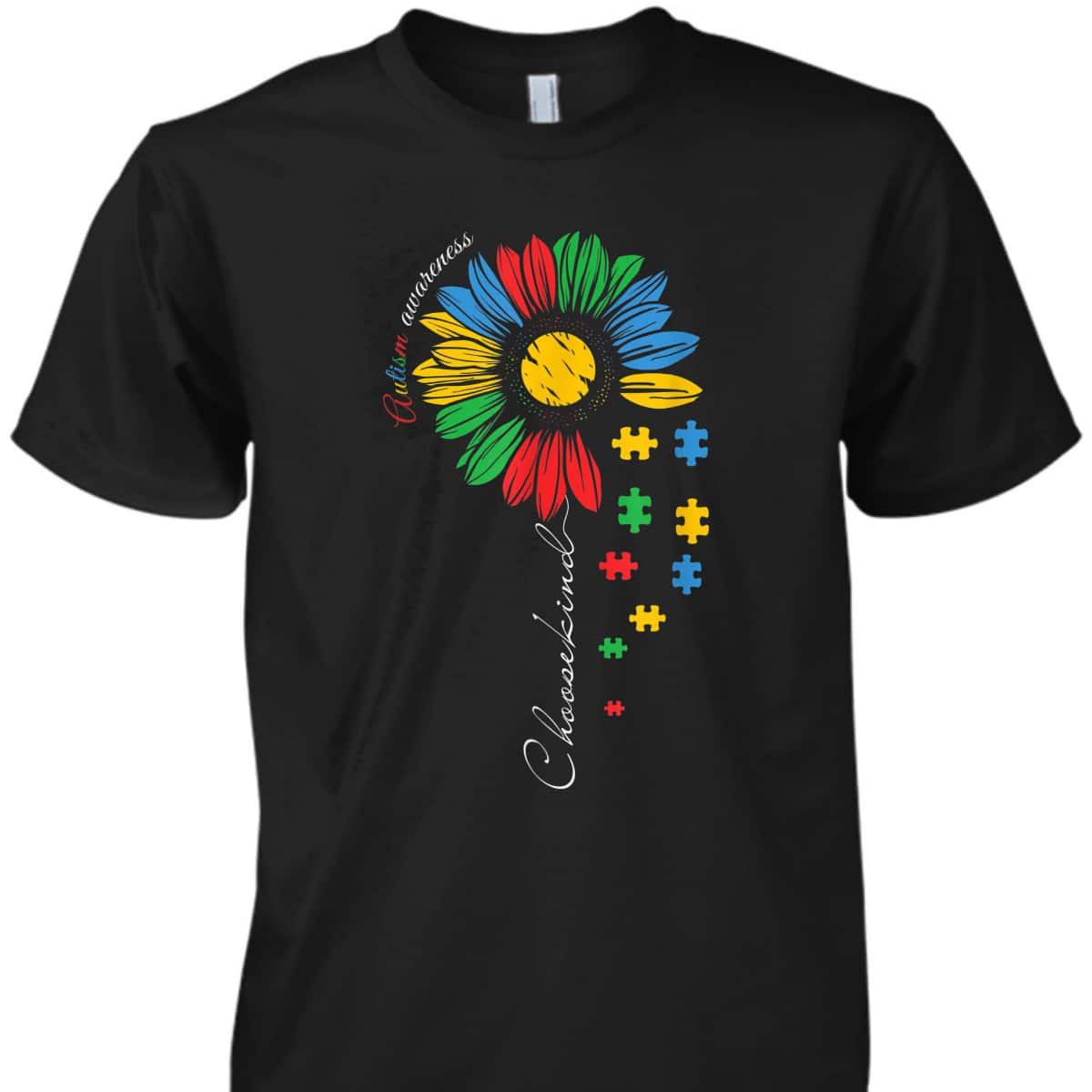 Accept Understand Autistic Kids Autism Awareness Sunflower T-Shirt