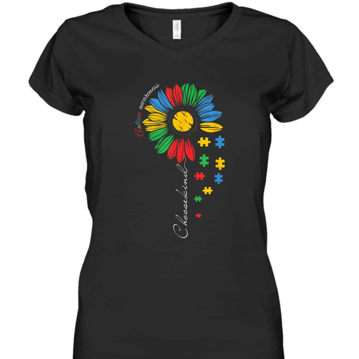 Accept Understand Autistic Kids Autism Awareness Sunflower T-Shirt