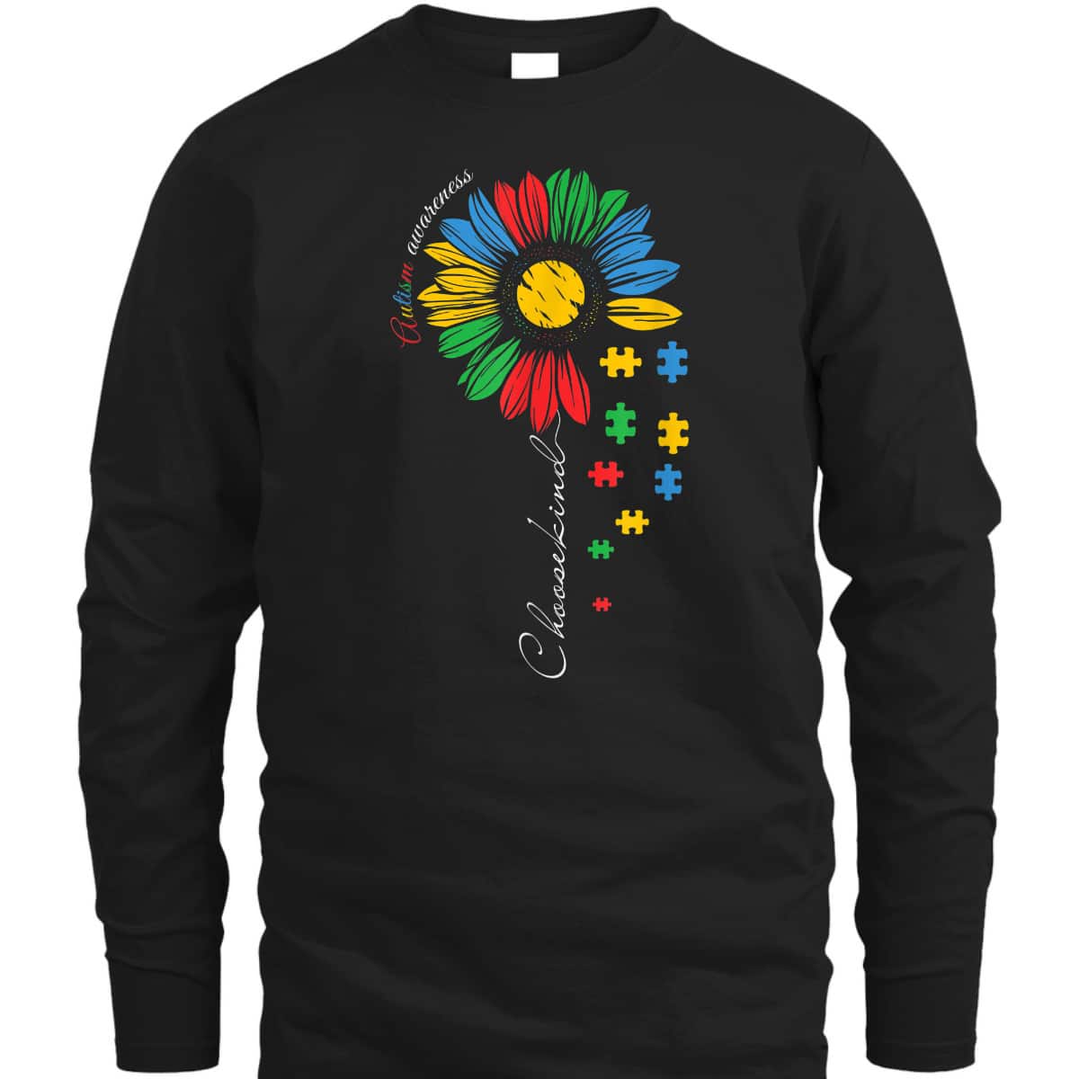 Accept Understand Autistic Kids Autism Awareness Sunflower T-Shirt