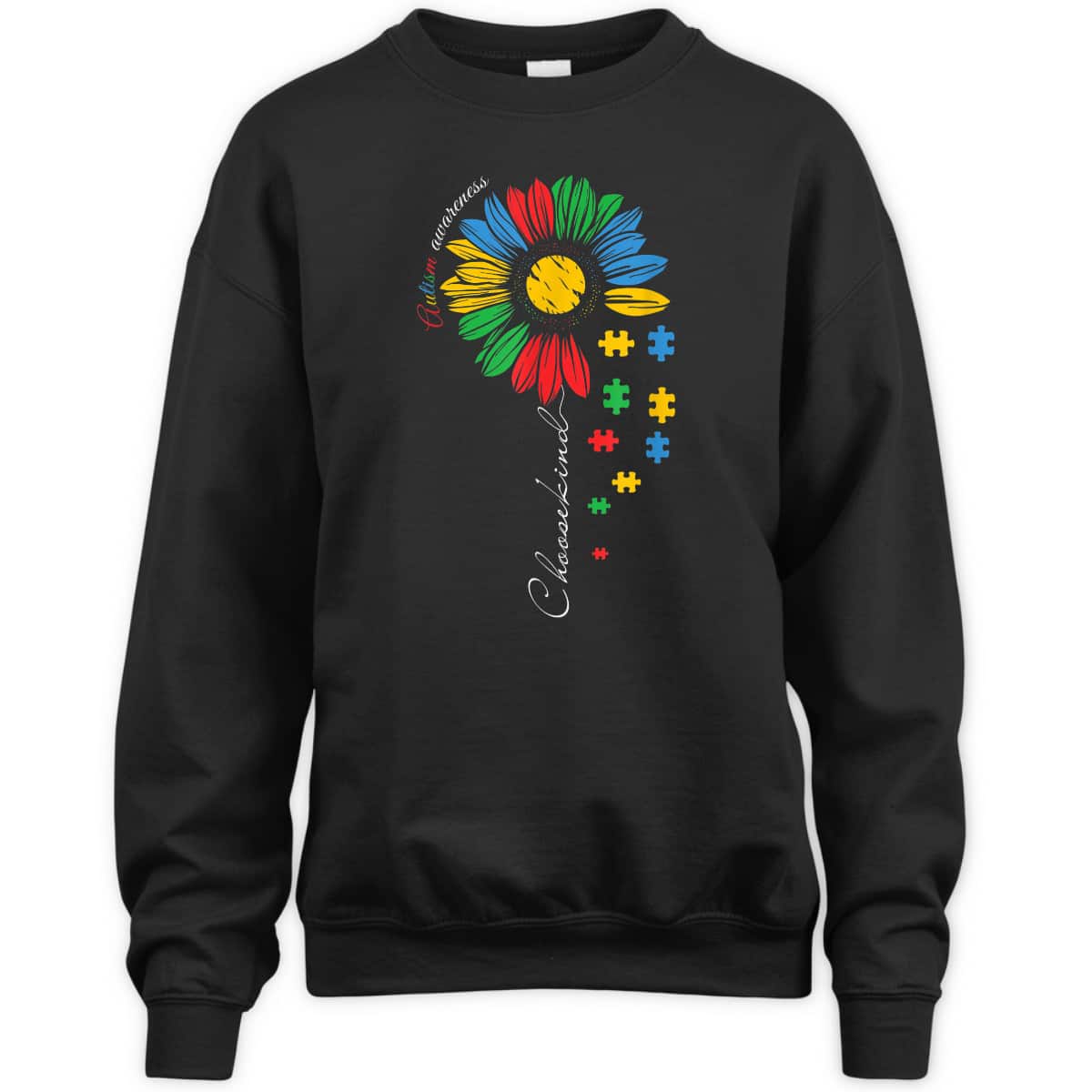 Accept Understand Autistic Kids Autism Awareness Sunflower T-Shirt