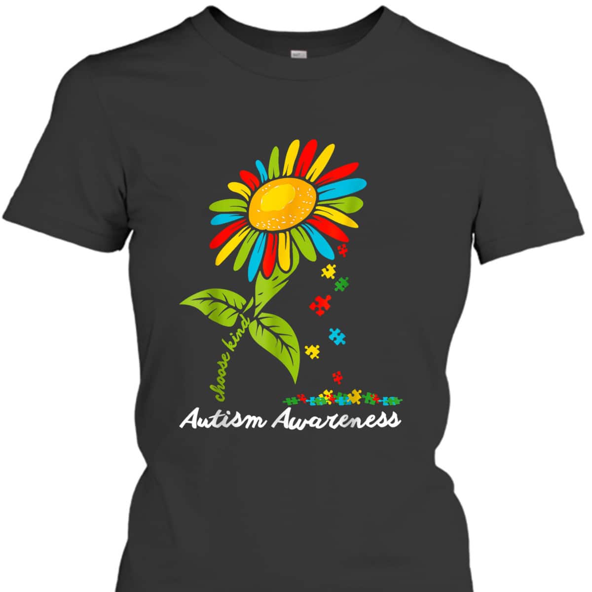 Choose Kind Autism Awareness Month Women Sunflower Mom T-Shirt