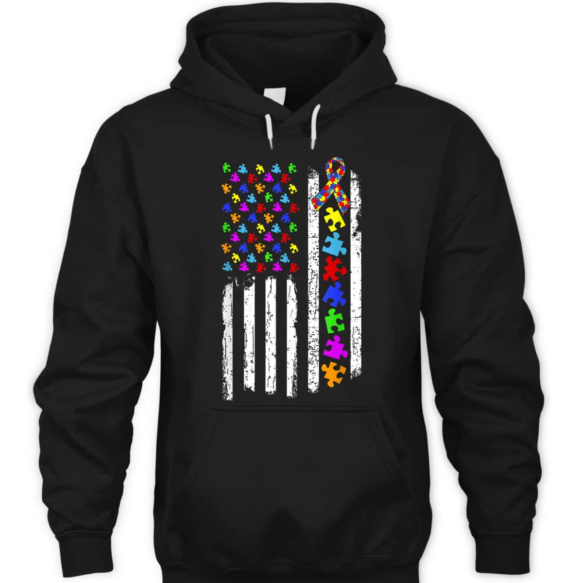 Autism Awareness Puzzle Flag Of The United States Of America T-Shirt Autism Awareness Puzzle Flag Of The United States Of America T-Shirt