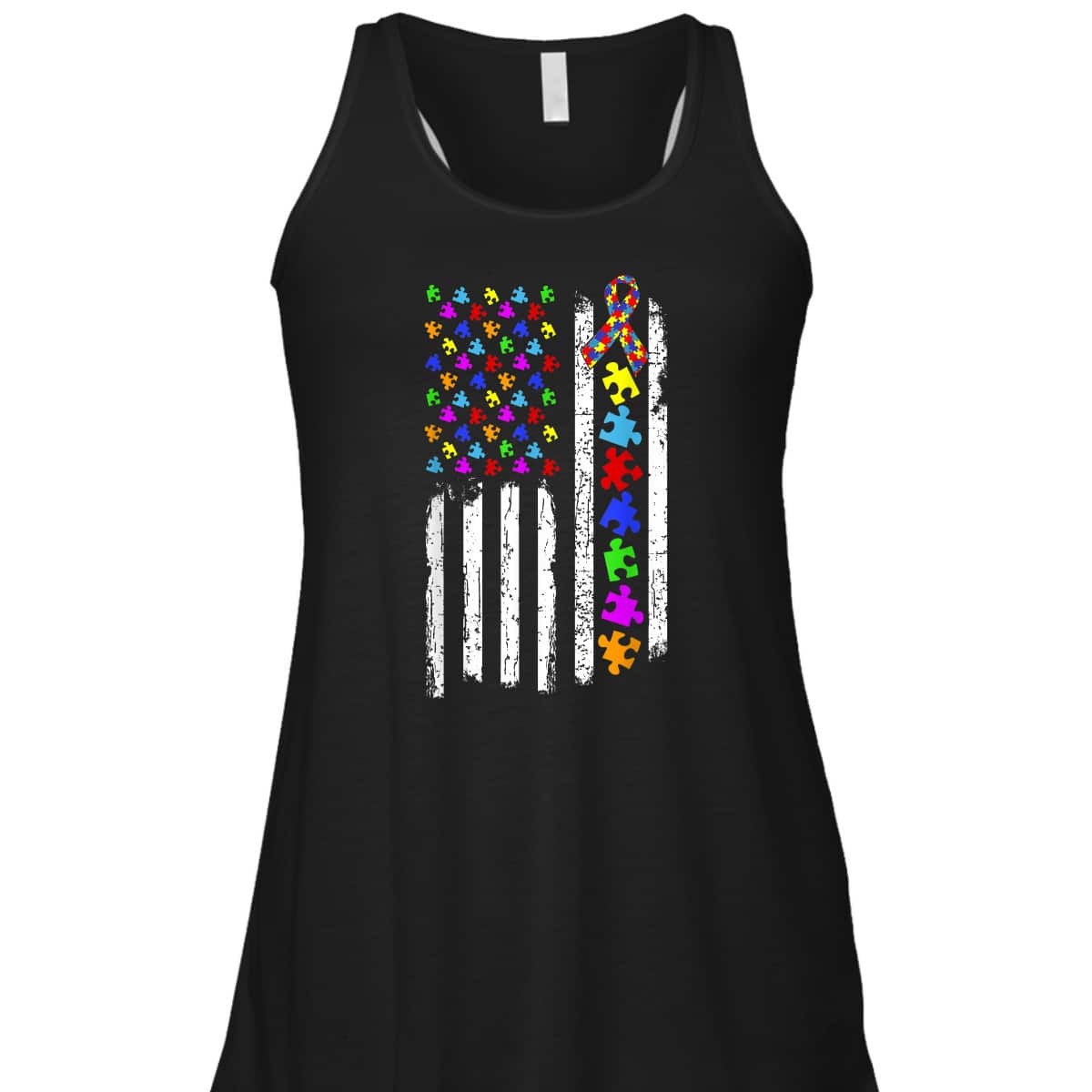 Autism Awareness Puzzle Flag Of The United States Of America T-Shirt Autism Awareness Puzzle Flag Of The United States Of America T-Shirt