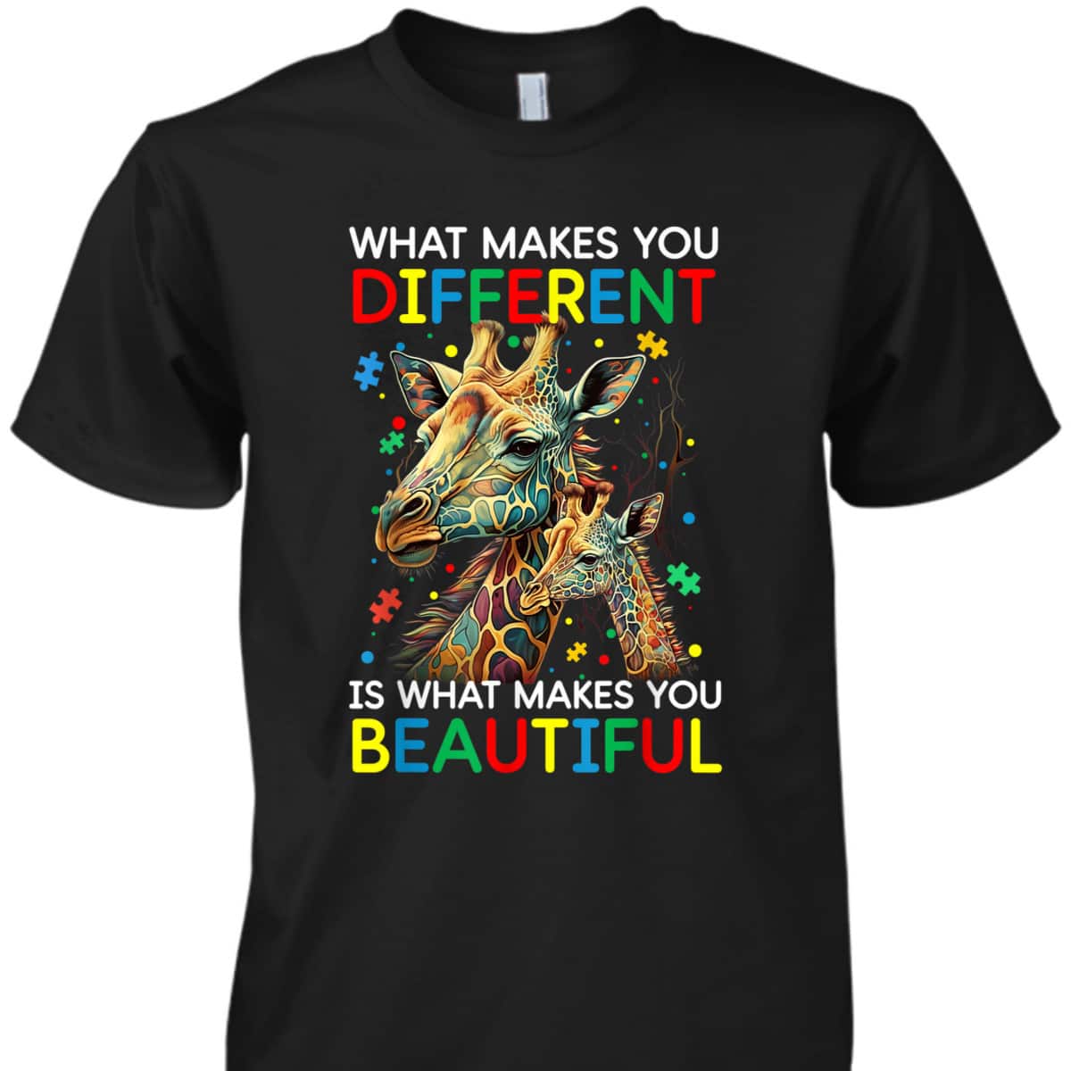 What Makes You Different Giraffe Mom Autism Child Awareness T-Shirt