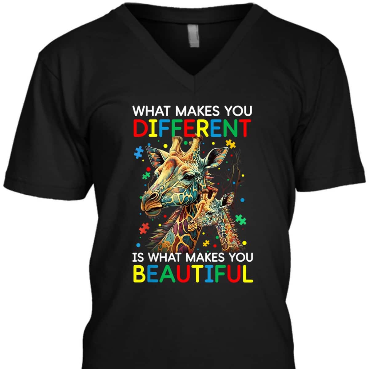 What Makes You Different Giraffe Mom Autism Child Awareness T-Shirt What Makes You Different Giraffe Mom Autism Child Awareness T-Shirt