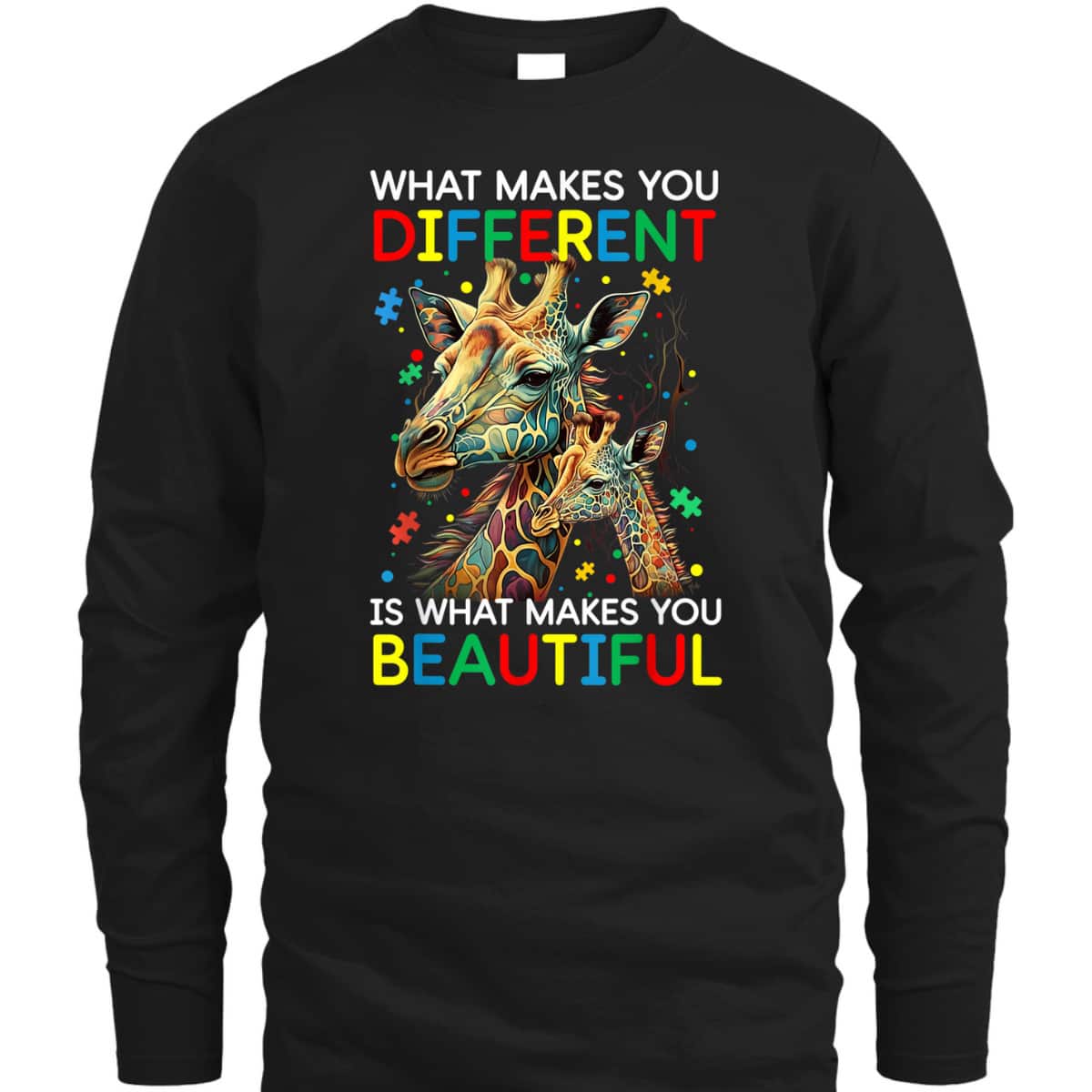 What Makes You Different Giraffe Mom Autism Child Awareness T-Shirt