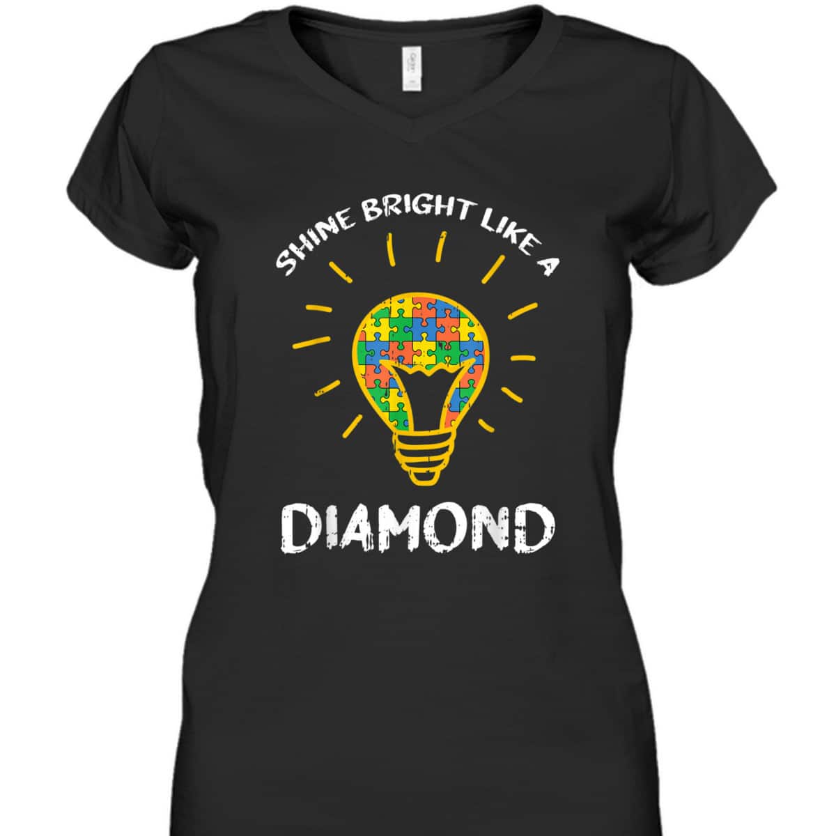 Shine Bright Autism Awareness Cool Puzzle Kids Mom Gifts T-Shirt