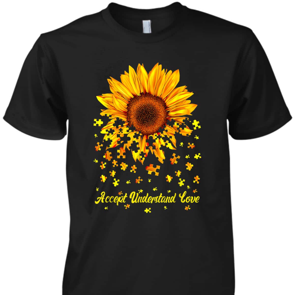 Accept Understand Love Sunflower Autism Awareness Funny T-Shirt