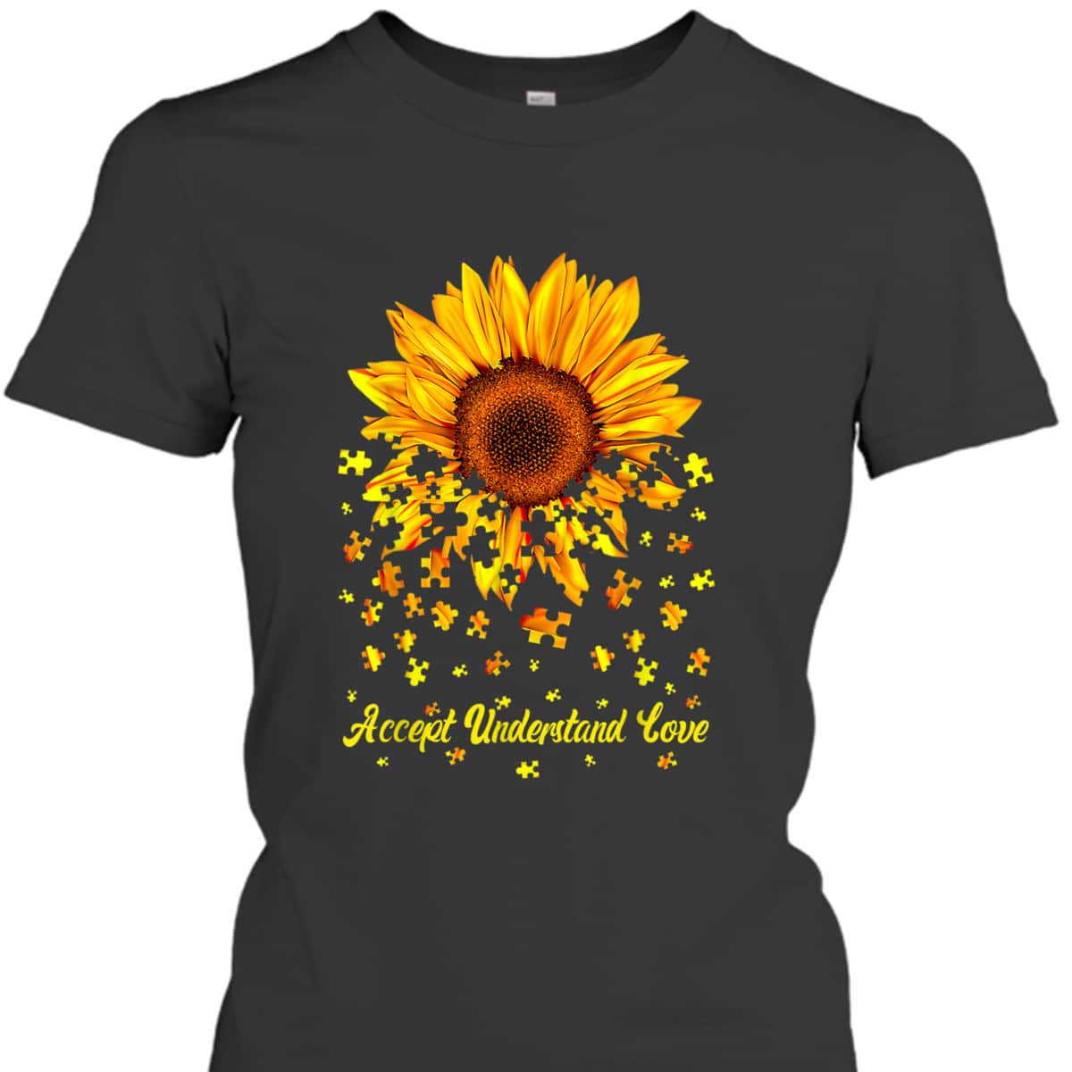 Accept Understand Love Sunflower Autism Awareness Funny T-Shirt