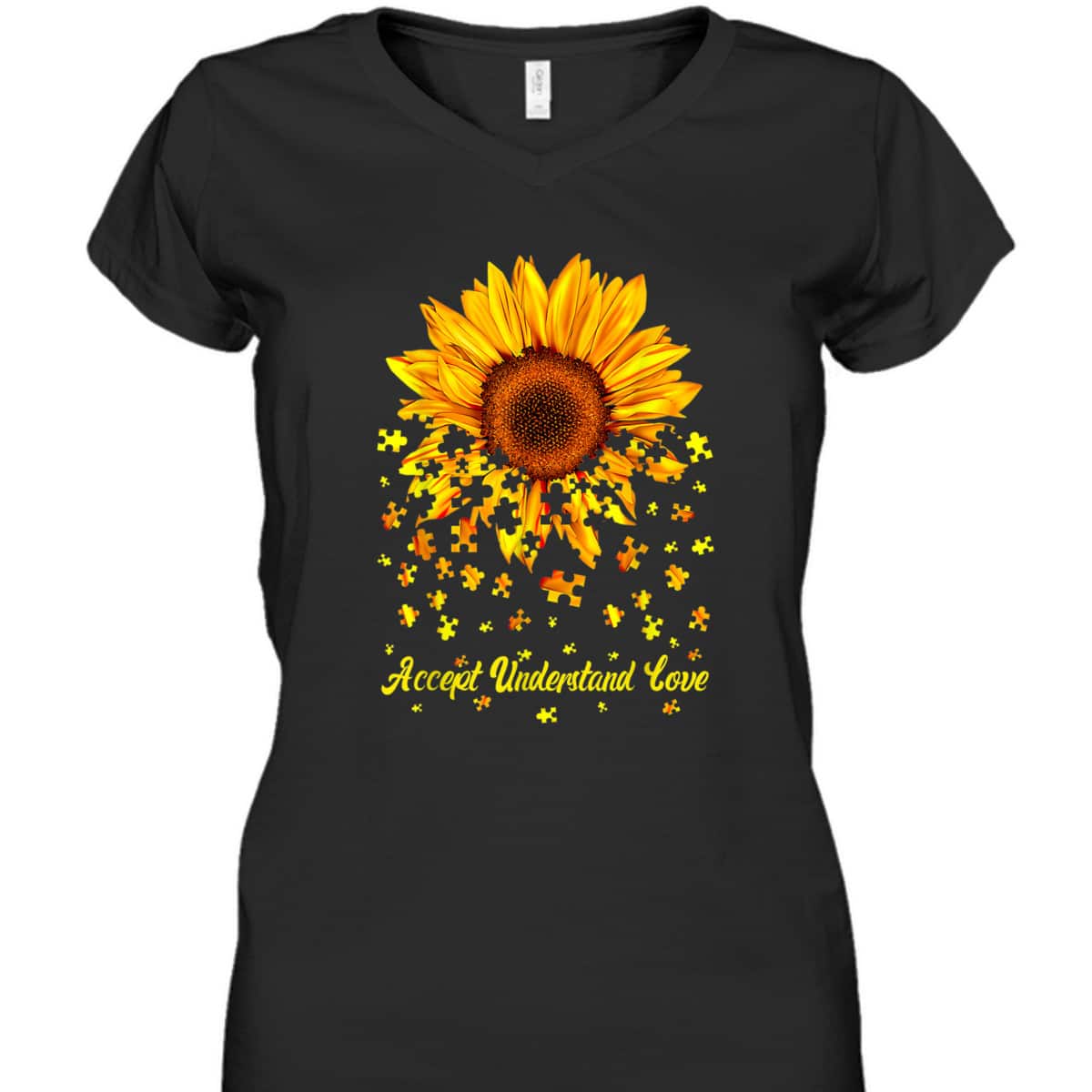 Accept Understand Love Sunflower Autism Awareness Funny T-Shirt