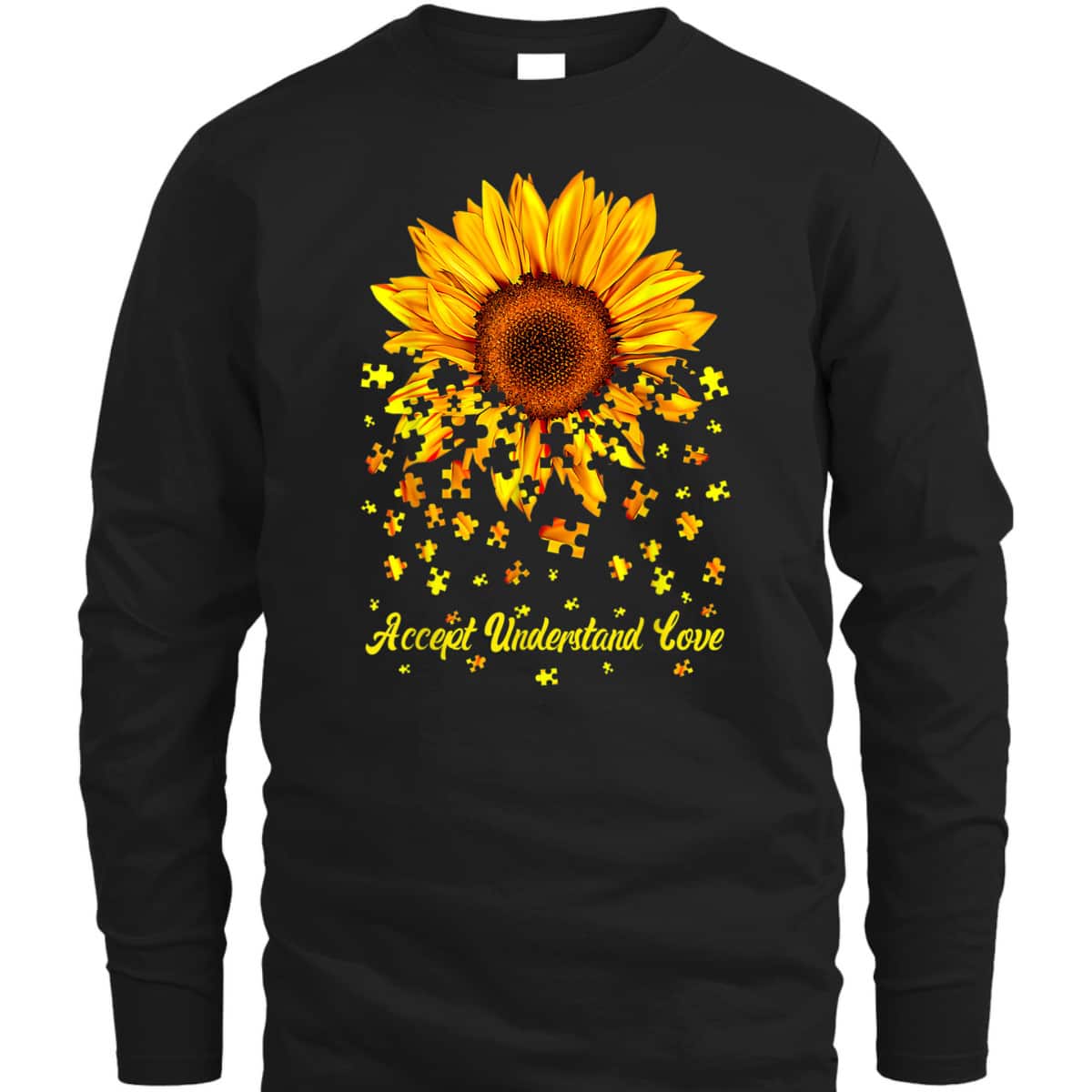 Accept Understand Love Sunflower Autism Awareness Funny T-Shirt