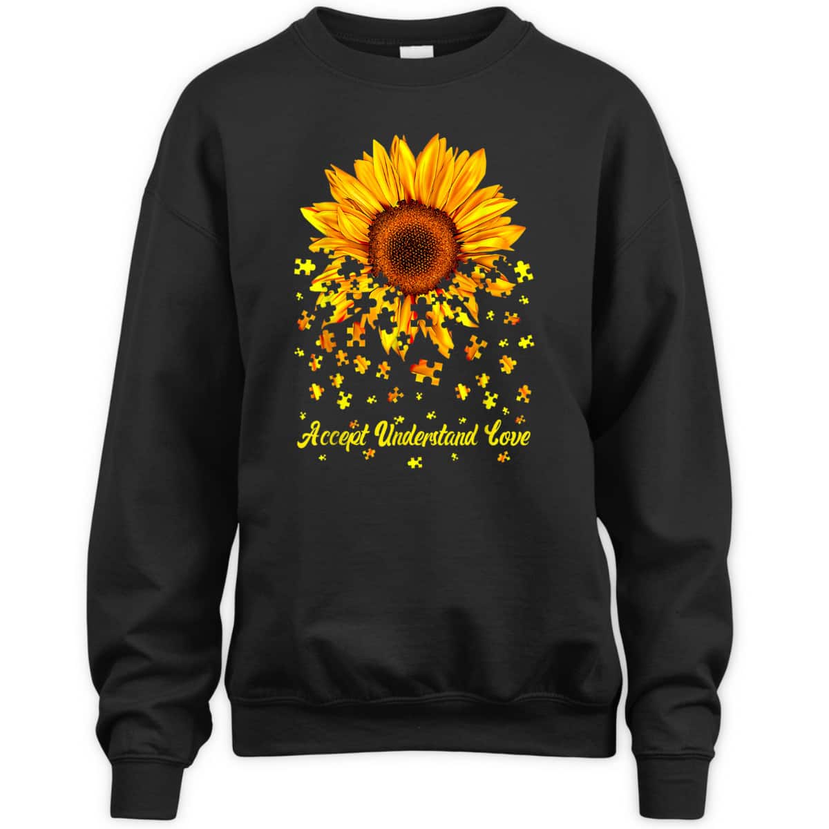 Accept Understand Love Sunflower Autism Awareness Funny T-Shirt