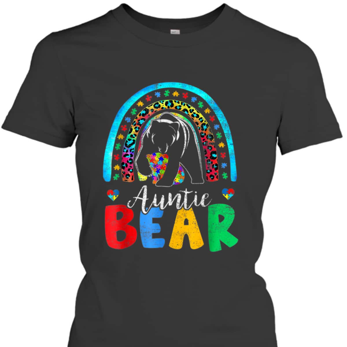Autism Awareness Month Rainbow Auntie Bear Support Autistic T-Shirt Autism Awareness Month Rainbow Auntie Bear Support Autistic T-Shirt