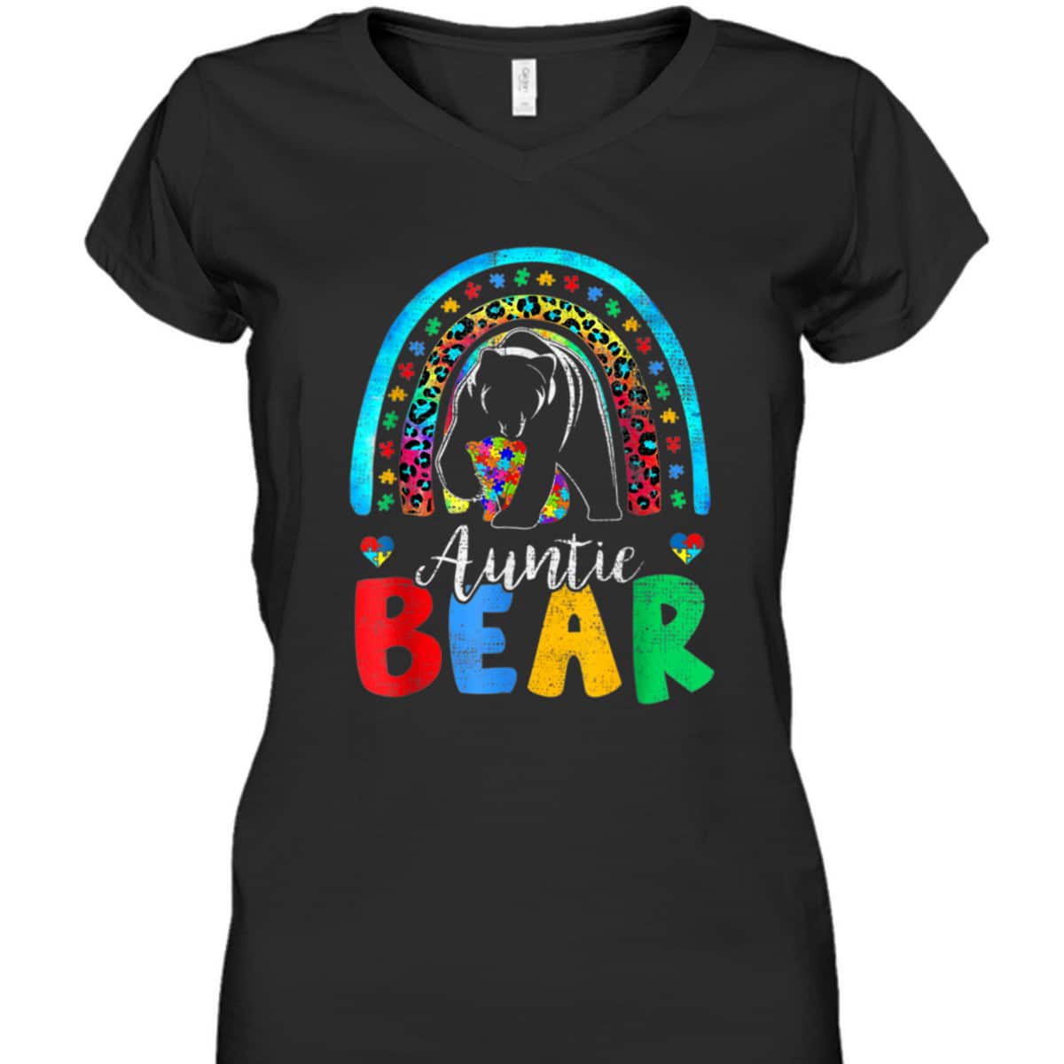 Autism Awareness Month Rainbow Auntie Bear Support Autistic T-Shirt Autism Awareness Month Rainbow Auntie Bear Support Autistic T-Shirt