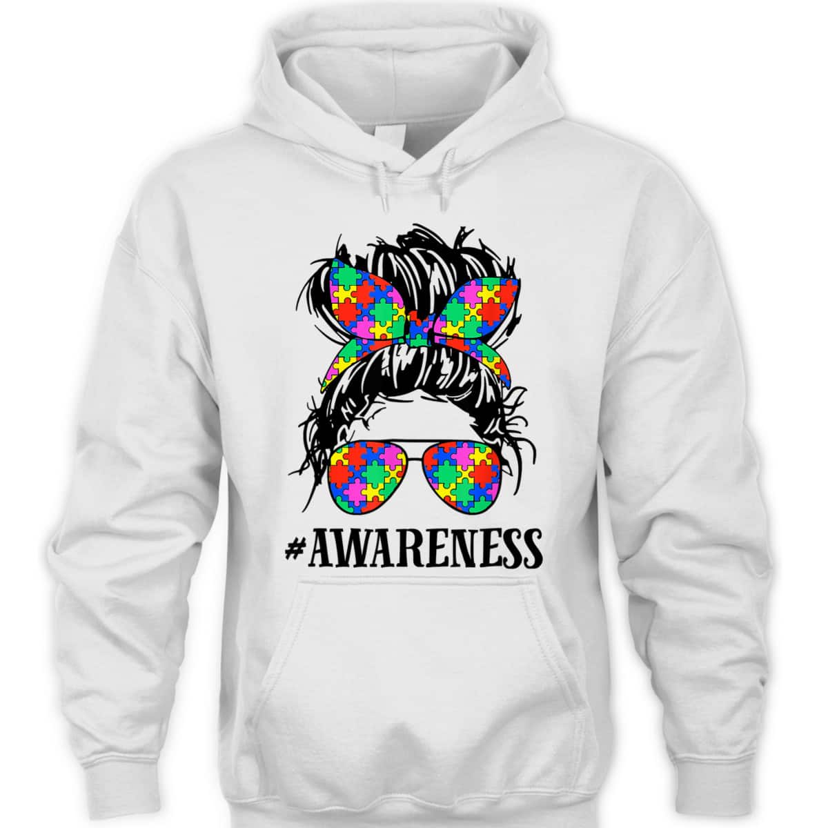 Be Kind Autism Awareness Messy Bun Girl T-Shirt