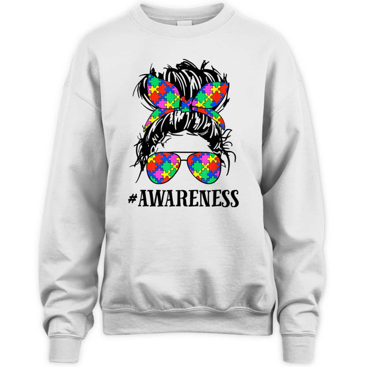Be Kind Autism Awareness Messy Bun Girl T-Shirt