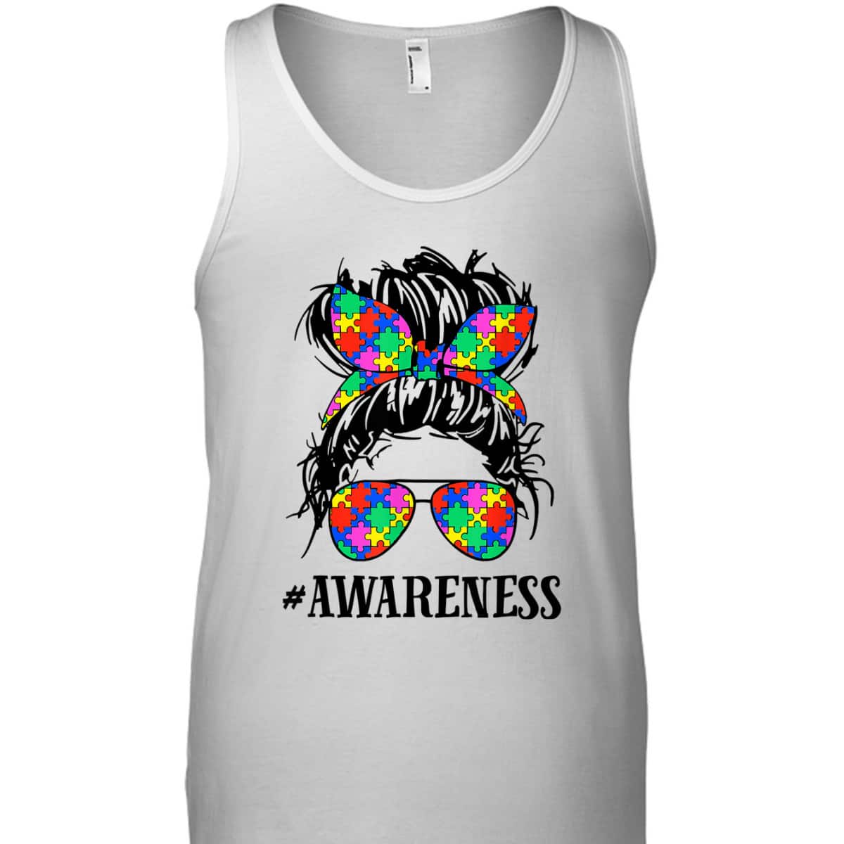 Be Kind Autism Awareness Messy Bun Girl T-Shirt Be Kind Autism Awareness Messy Bun Girl T-Shirt