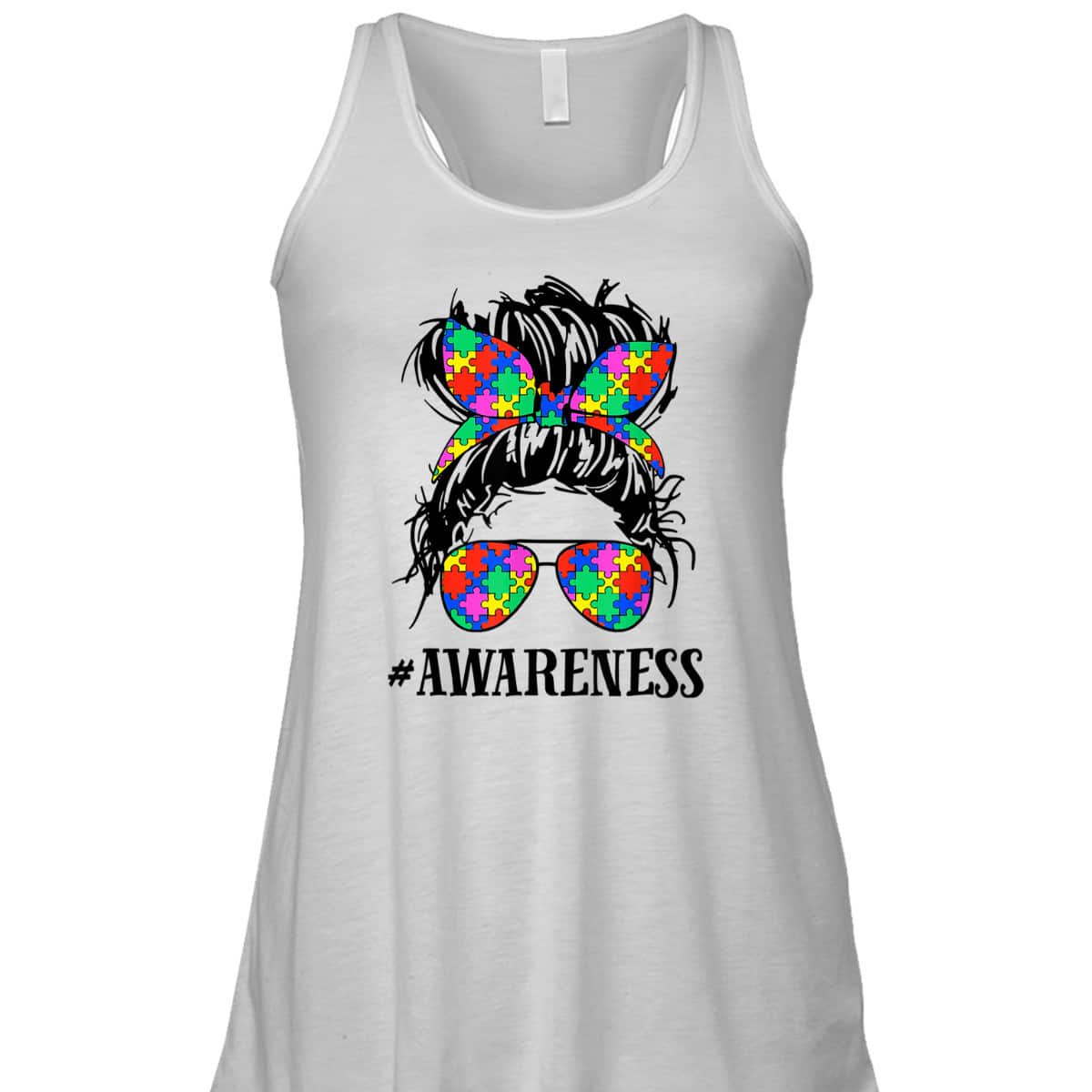 Be Kind Autism Awareness Messy Bun Girl T-Shirt
