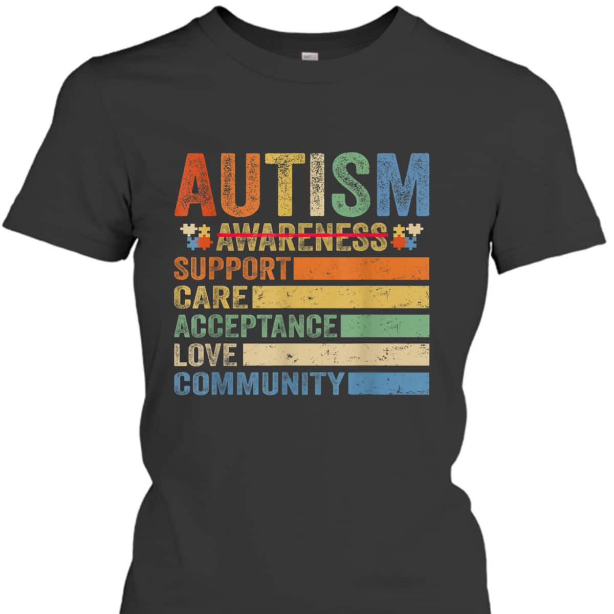 Autism Awareness Support Care Acceptance Mom Dad T-Shirt