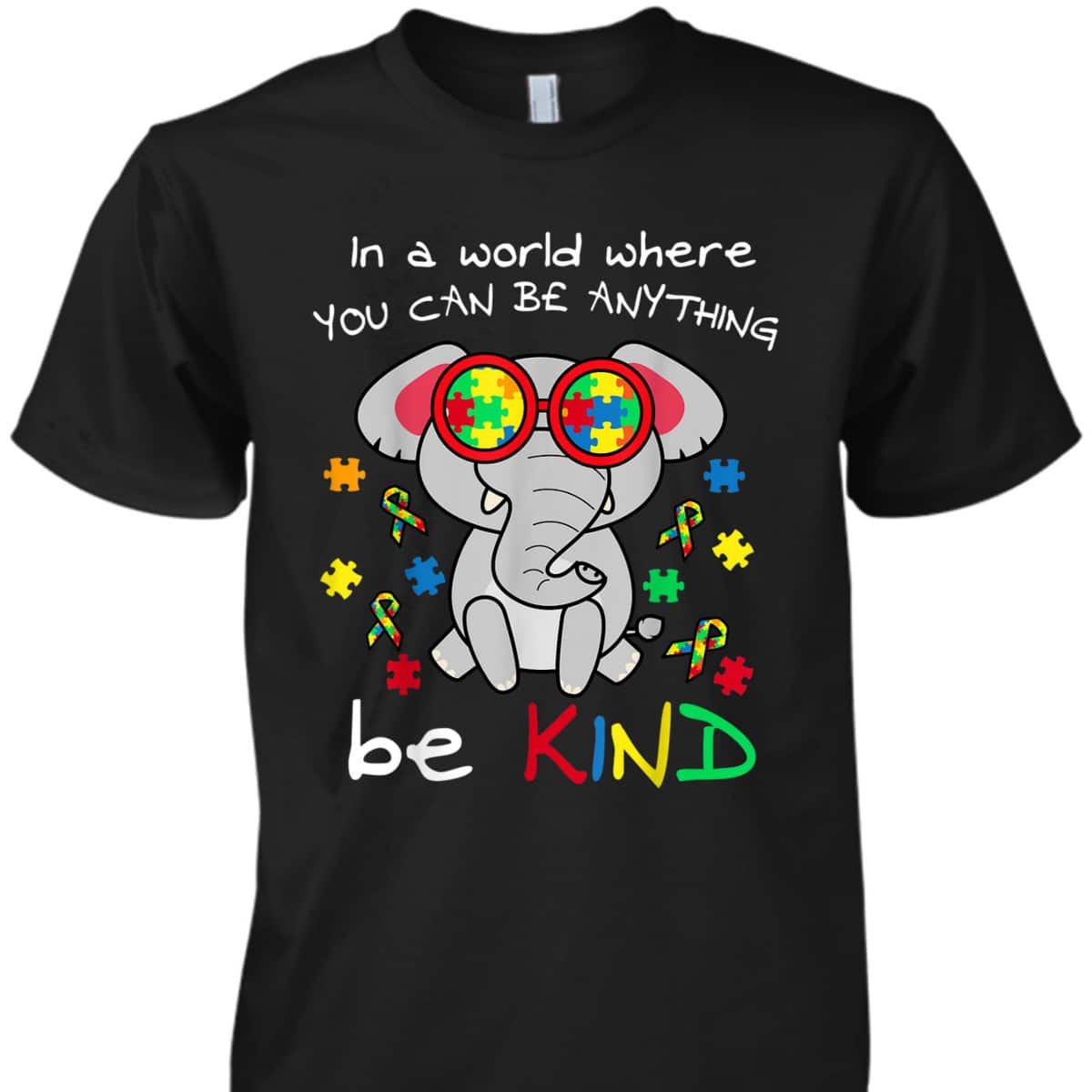 Be Kind Elephant Puzzle Inspirational Autism Awareness Gift T-Shirt