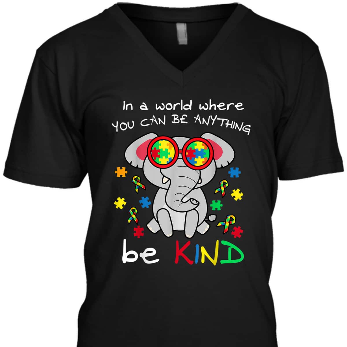 Be Kind Elephant Puzzle Inspirational Autism Awareness Gift T-Shirt