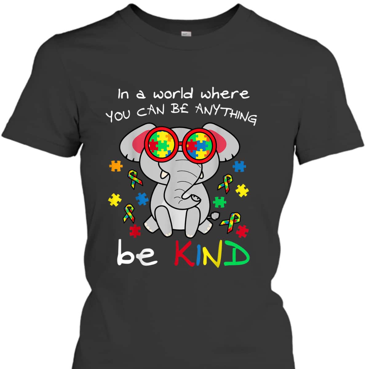Be Kind Elephant Puzzle Inspirational Autism Awareness Gift T-Shirt