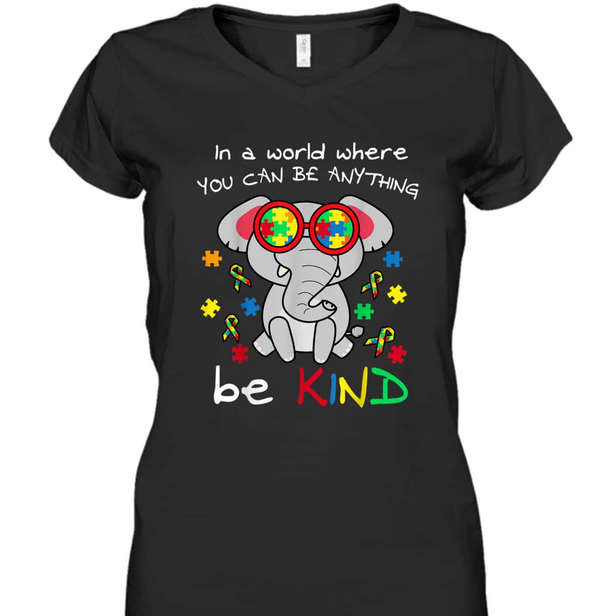 Be Kind Elephant Puzzle Inspirational Autism Awareness Gift T-Shirt