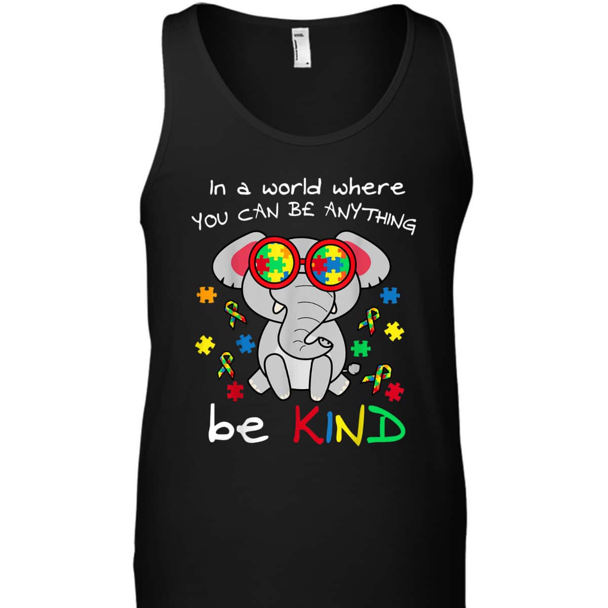 Be Kind Elephant Puzzle Inspirational Autism Awareness Gift T-Shirt