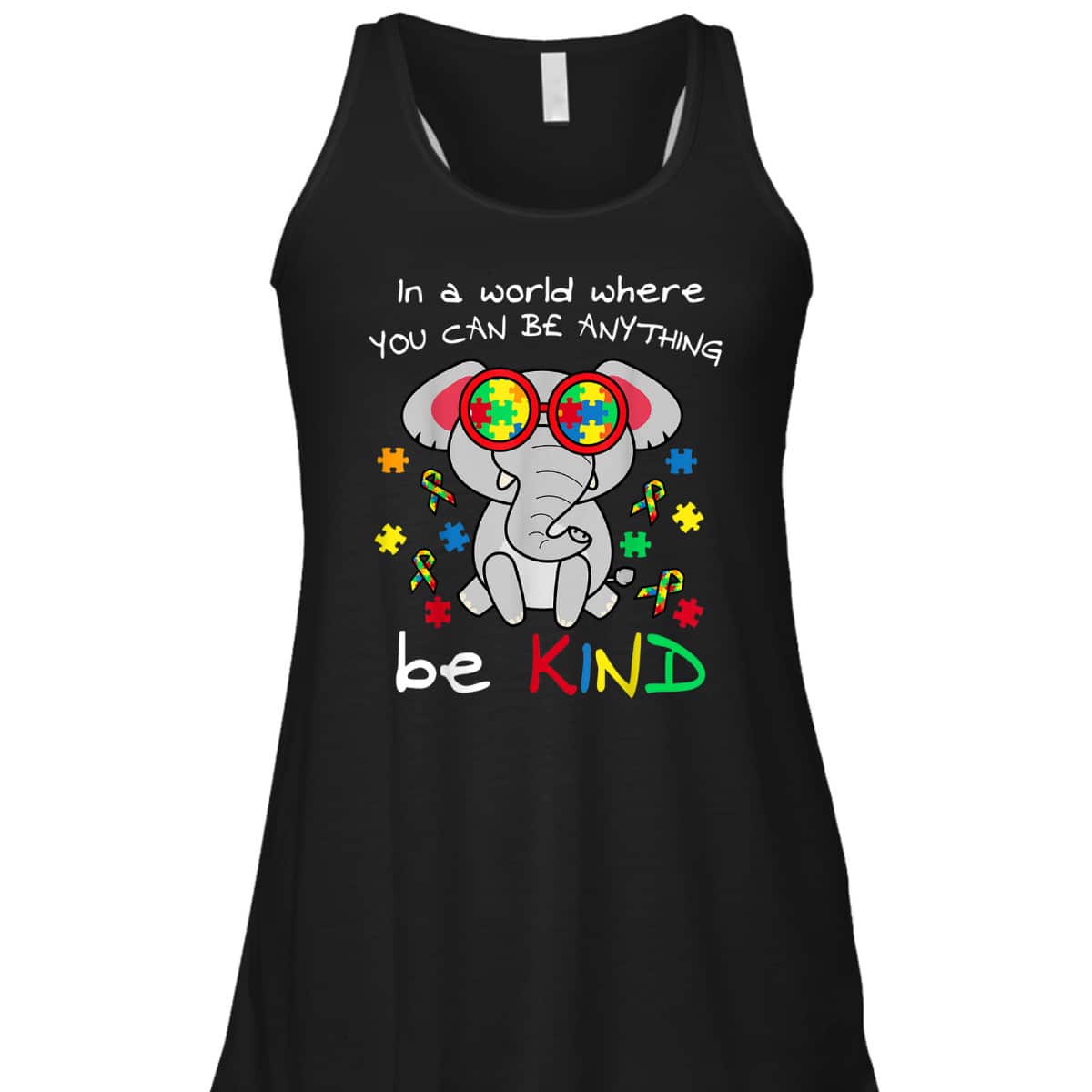 Be Kind Elephant Puzzle Inspirational Autism Awareness Gift T-Shirt