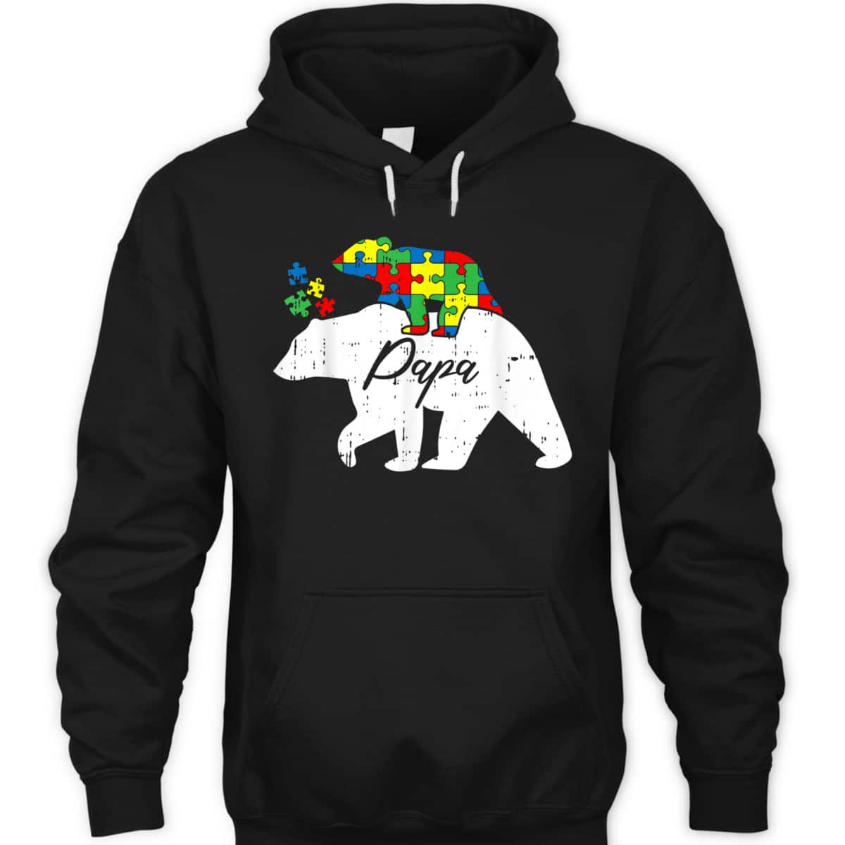 Mens Papa Bear Autism Awareness Cute Puzzle Piece Dad Father T-Shirt