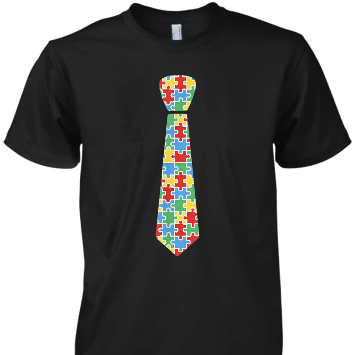 Autism Awareness Puzzle Necktie Ribbon Autistic Boys T-Shirt