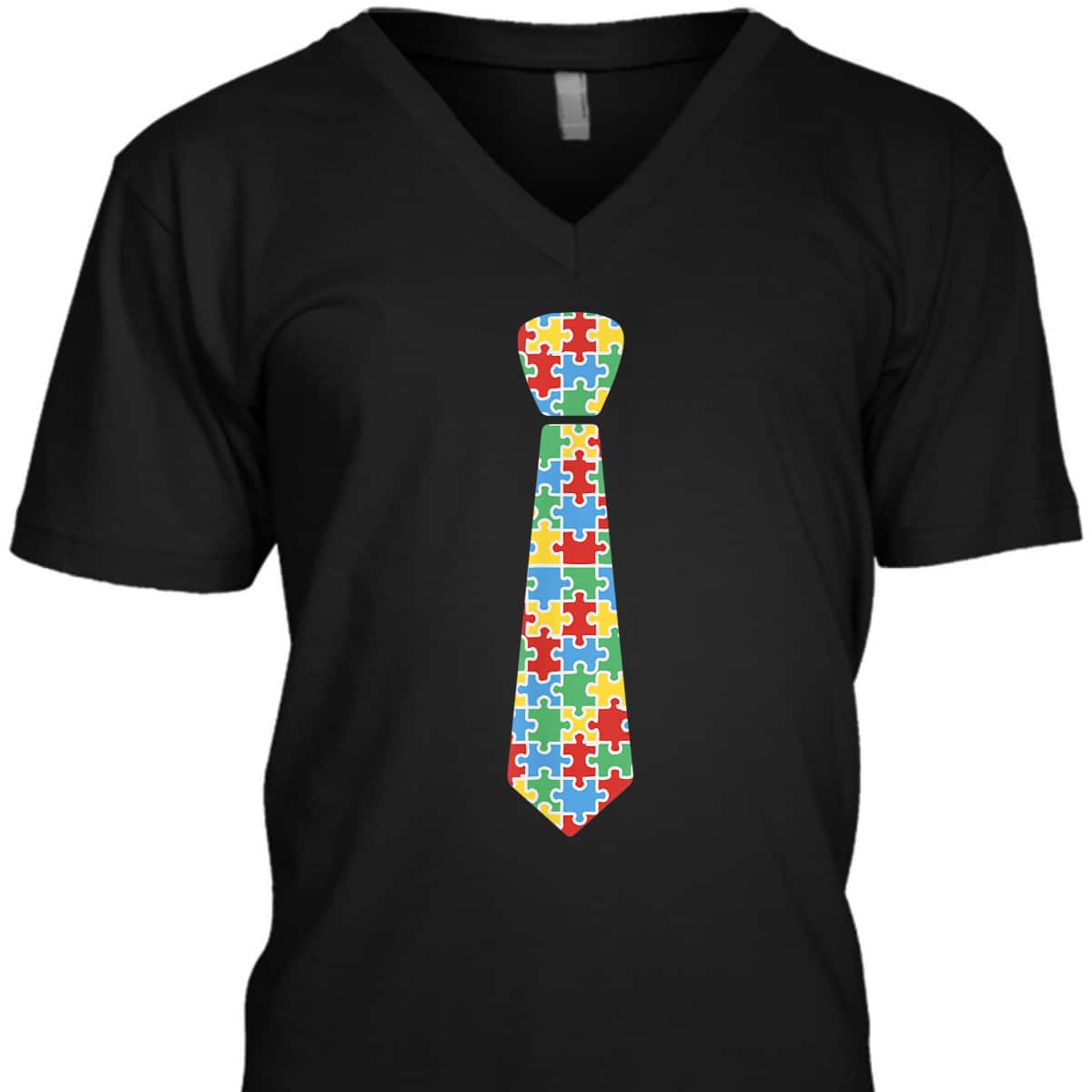 Autism Awareness Puzzle Necktie Ribbon Autistic Boys T-Shirt Autism Awareness Puzzle Necktie Ribbon Autistic Boys T-Shirt