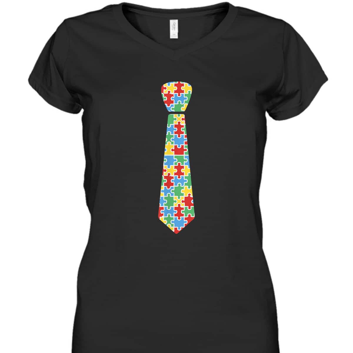 Autism Awareness Puzzle Necktie Ribbon Autistic Boys T-Shirt