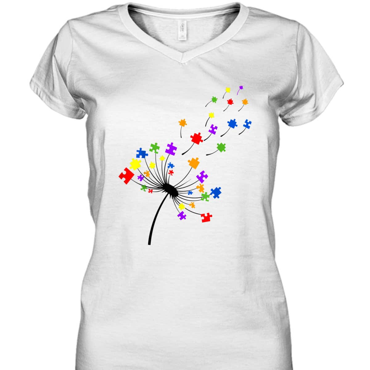 Dandelion Puzzle Piece Autism Awareness Flower Boys Girls T-Shirt