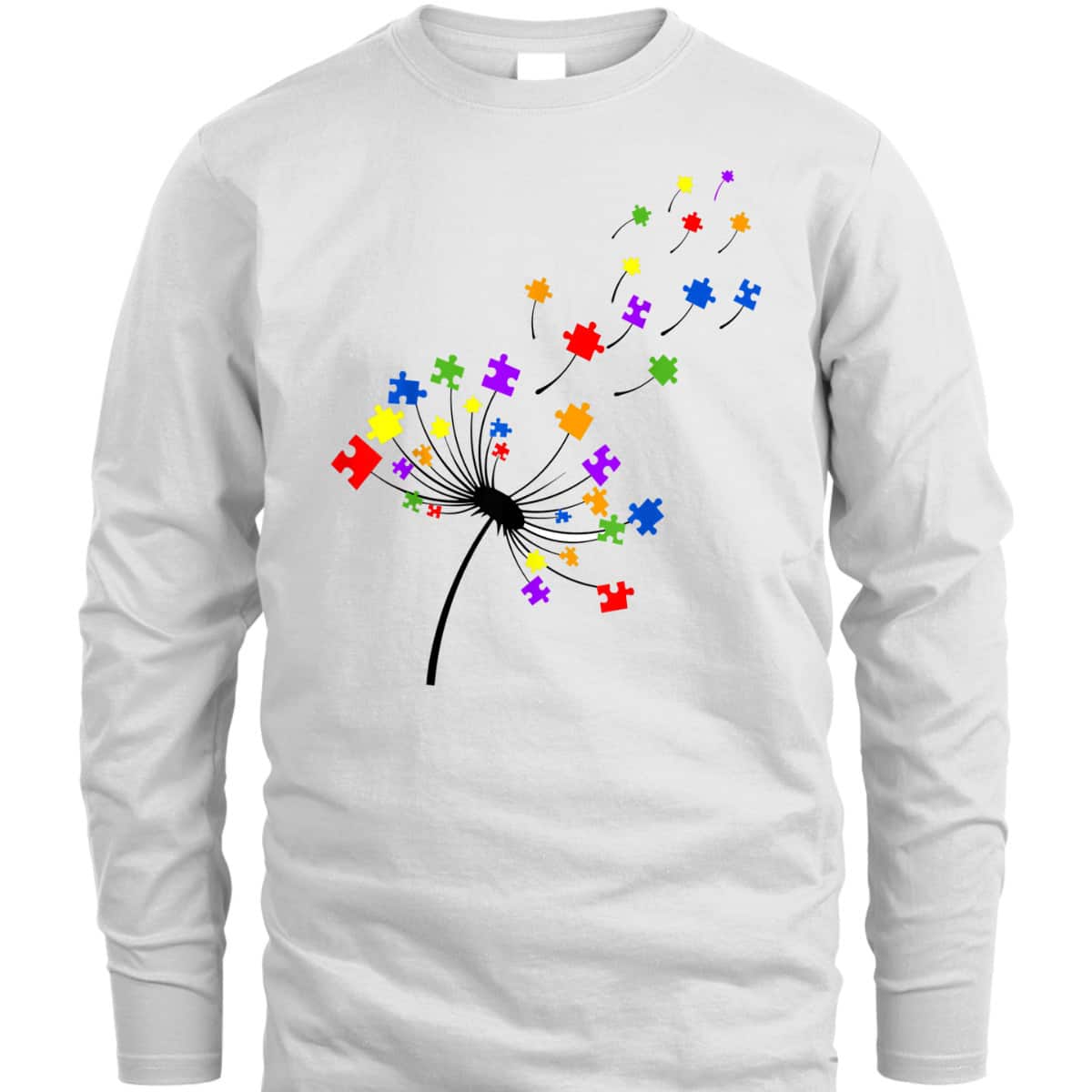 Dandelion Puzzle Piece Autism Awareness Flower Boys Girls T-Shirt