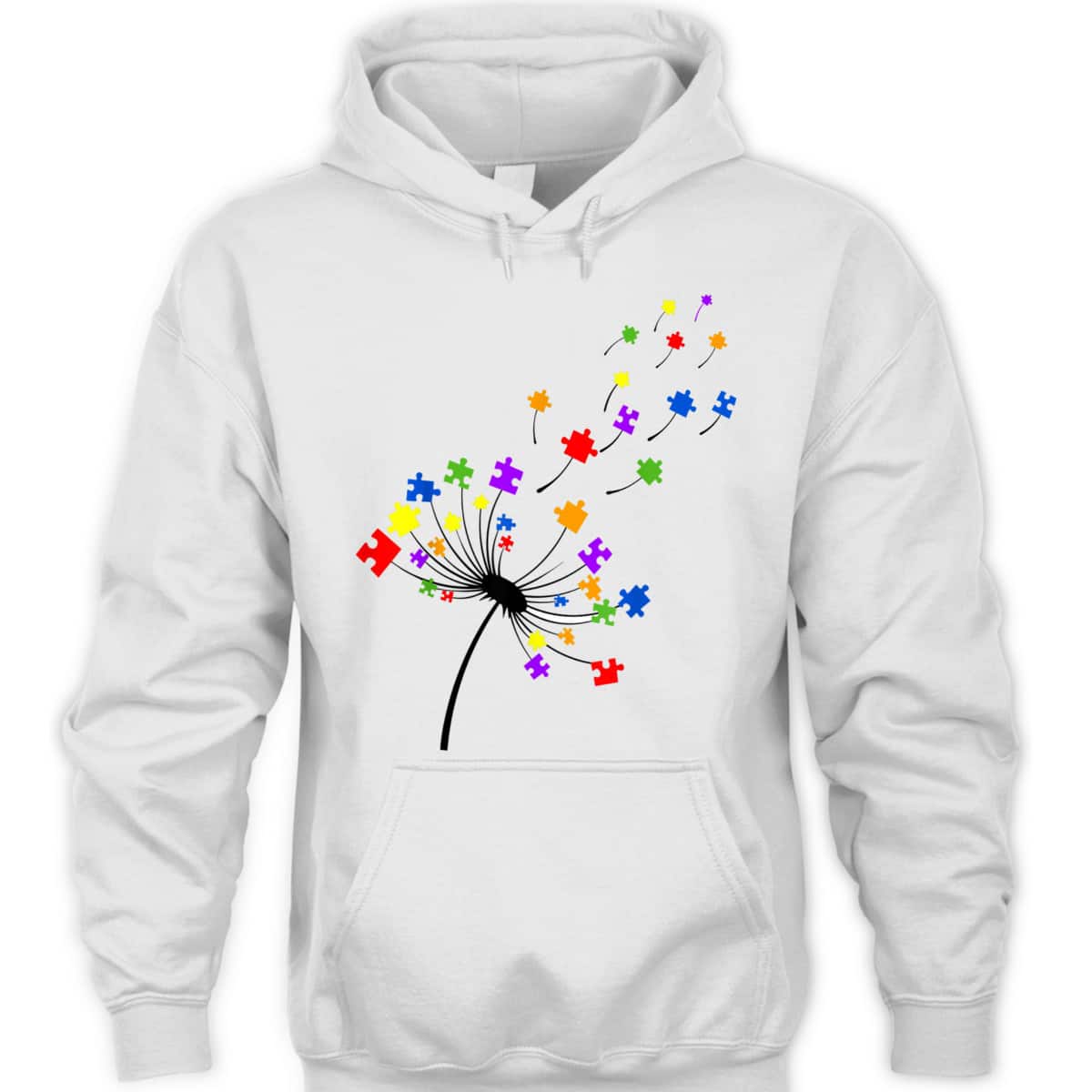 Dandelion Puzzle Piece Autism Awareness Flower Boys Girls T-Shirt