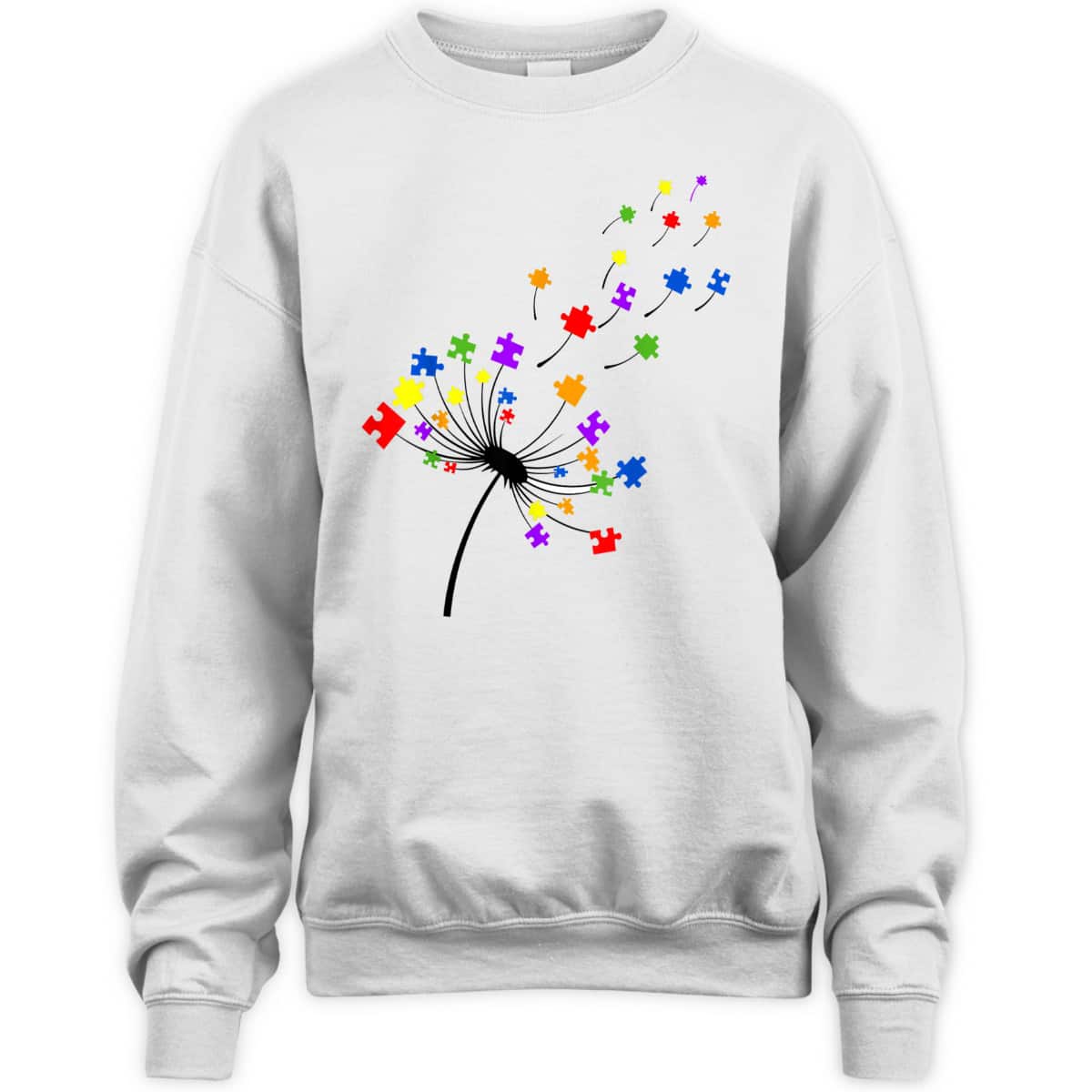 Dandelion Puzzle Piece Autism Awareness Flower Boys Girls T-Shirt