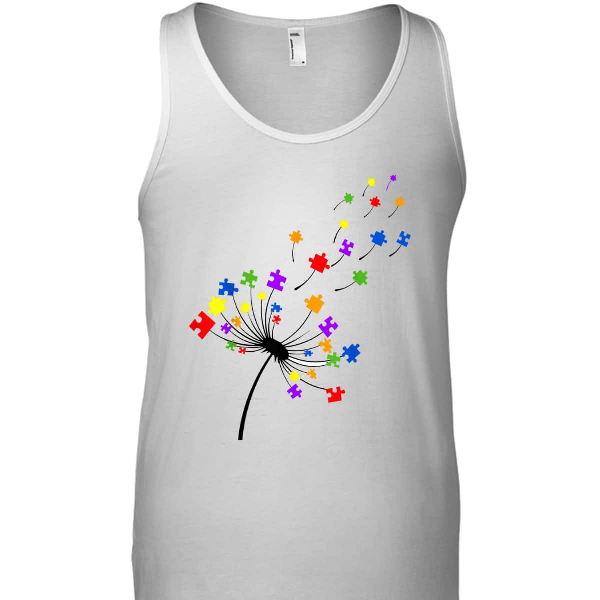Dandelion Puzzle Piece Autism Awareness Flower Boys Girls T-Shirt