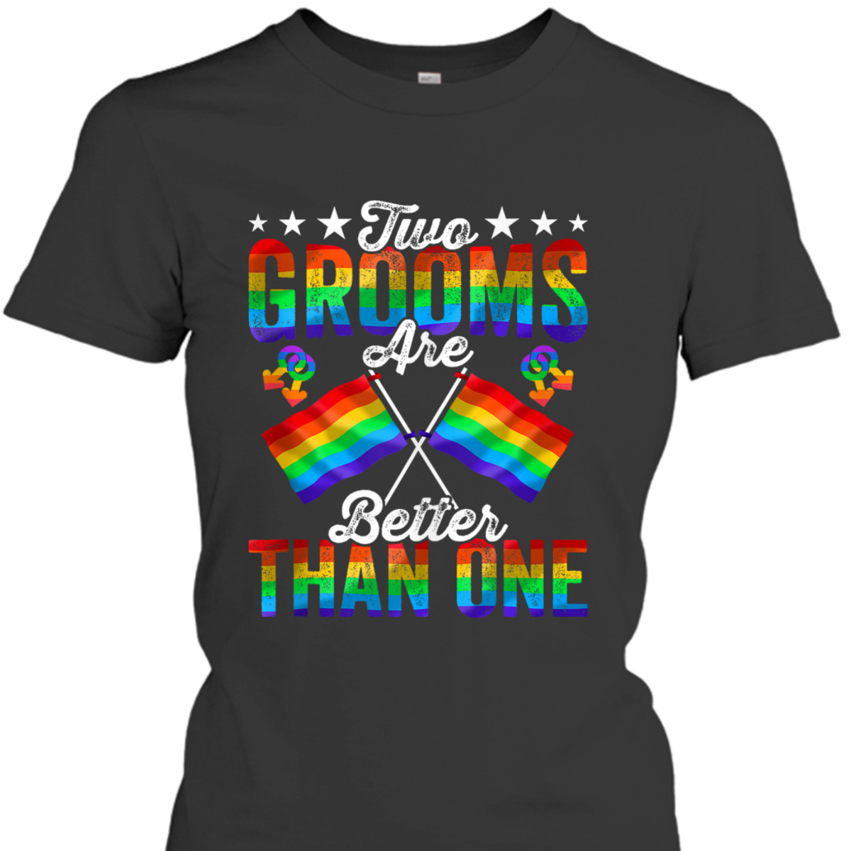 Two Grooms LGBTQ Gay Wedding Equality Pride Awareness Month T-Shirt