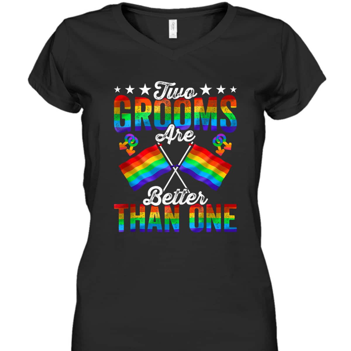Two Grooms LGBTQ Gay Wedding Equality Pride Awareness Month T-Shirt