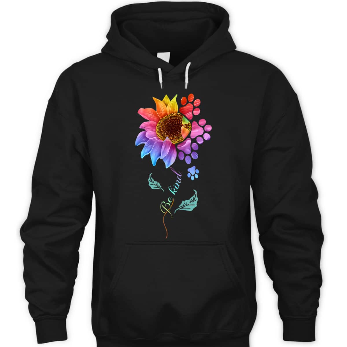 Vintage Be Kind Sunflower With Dog Paws Funny Animal Lover T-Shirt