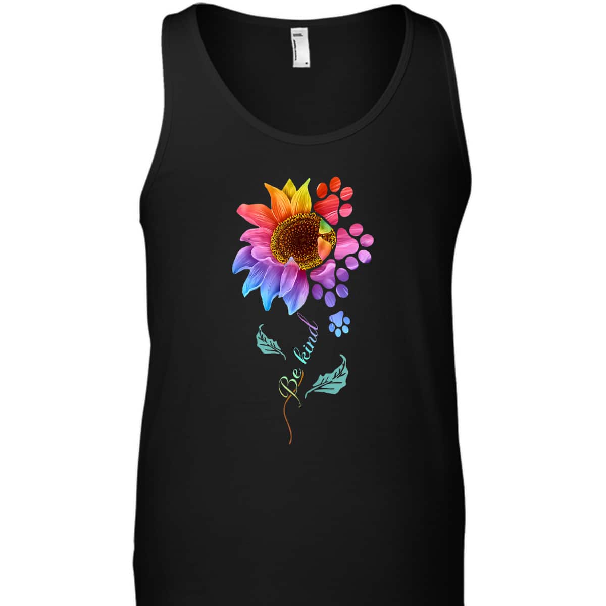 Vintage Be Kind Sunflower With Dog Paws Funny Animal Lover T-Shirt