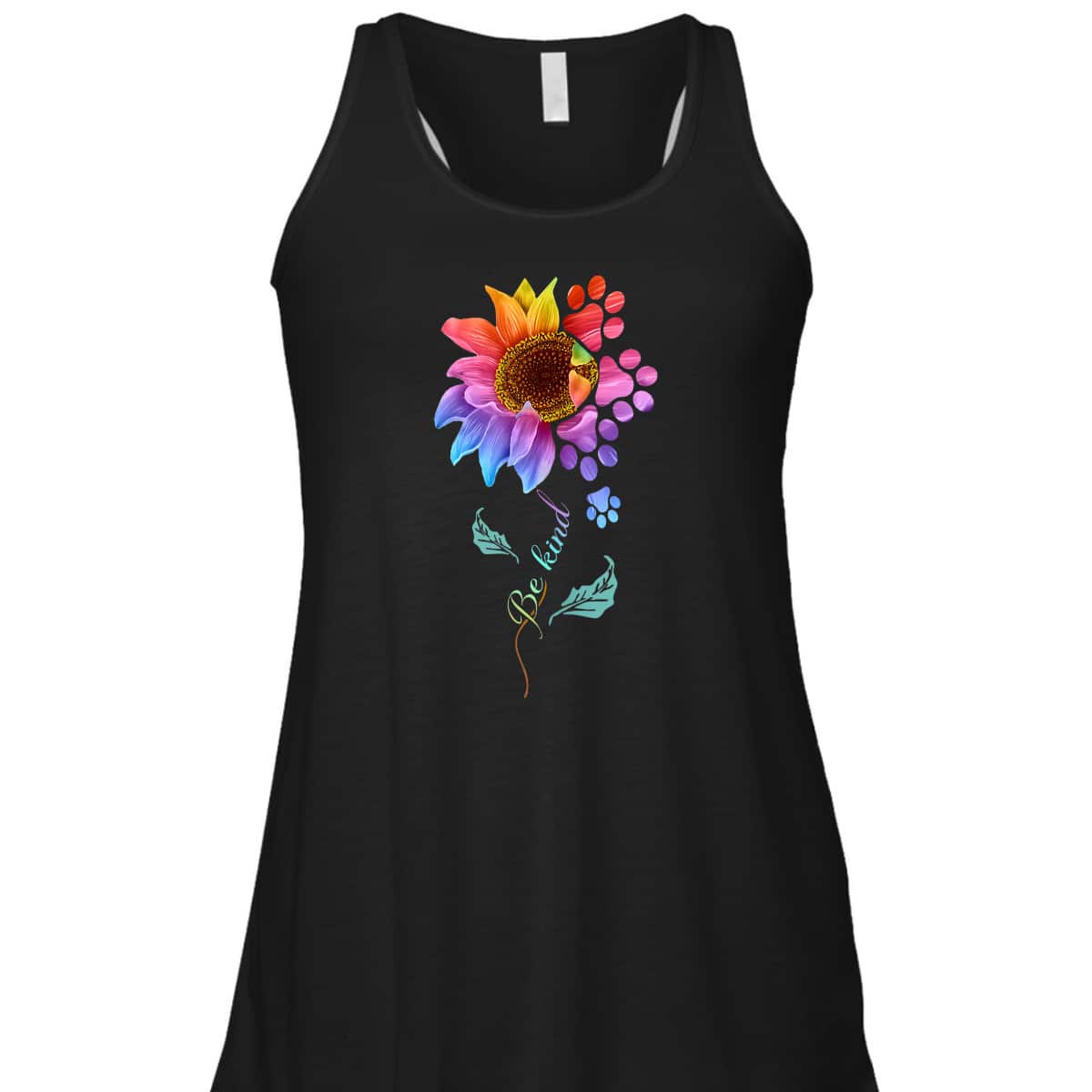 Vintage Be Kind Sunflower With Dog Paws Funny Animal Lover T-Shirt