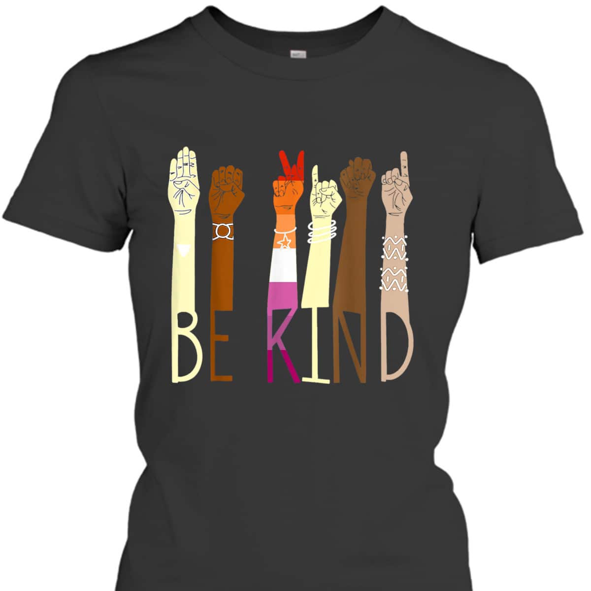 Be Kind Sign Language Hand Talking LGBT Lesbian Flag Pride T-Shirt