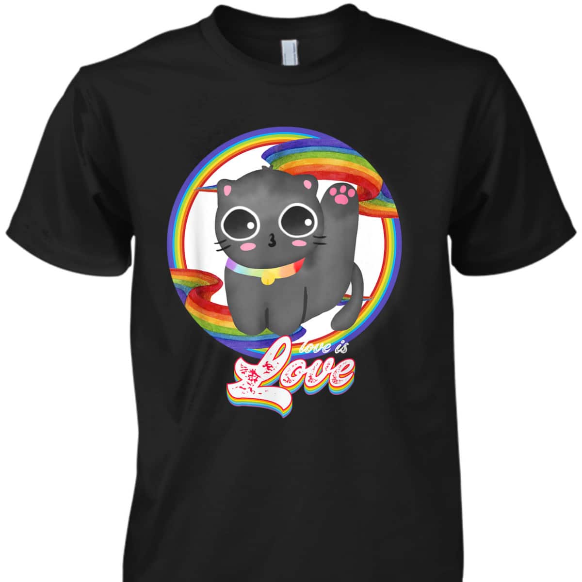 LGBT Ally Cat Be Kind Gay Rainbow Funny LGBTQ Flag Gay Pride T-Shirt