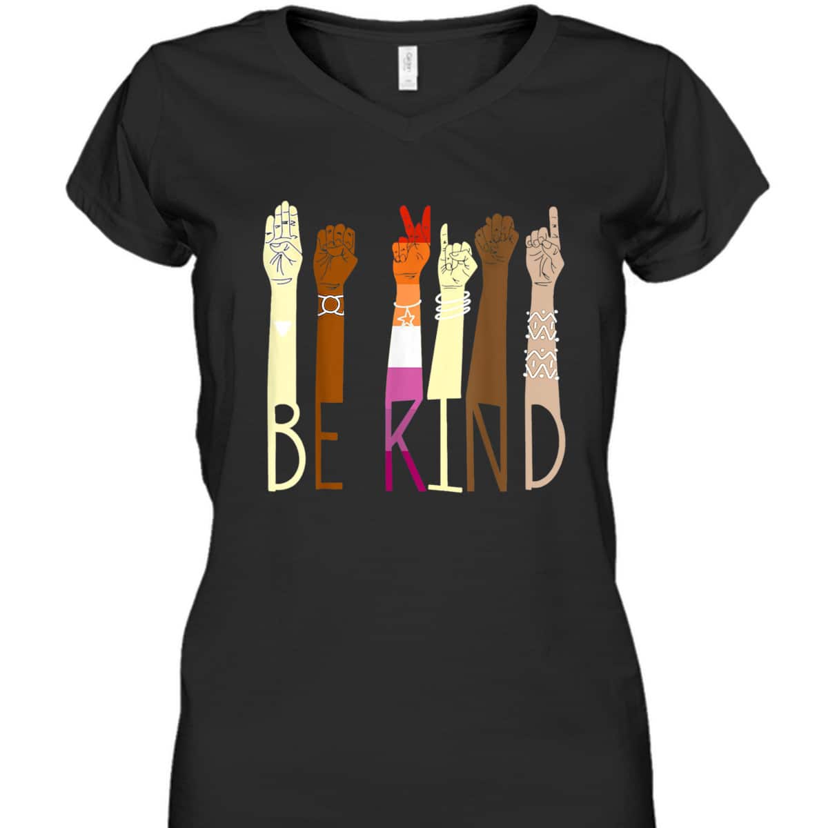Be Kind Sign Language Hand Talking LGBT Lesbian Flag Pride T-Shirt