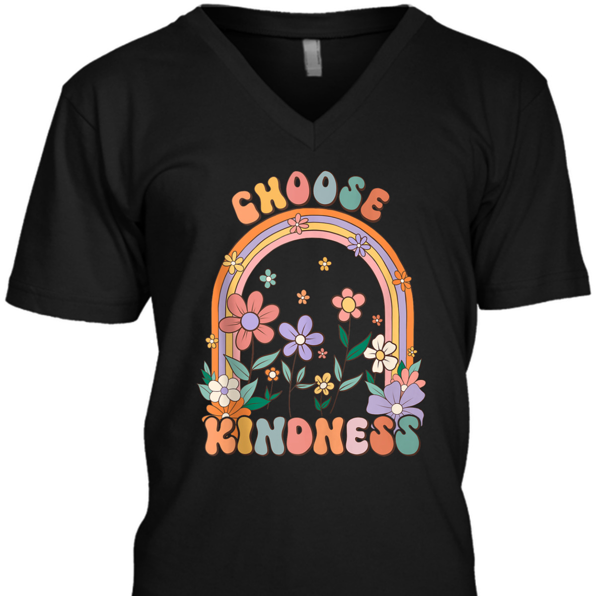 Choose Kindness Teacher Rainbow Wildflowers Retro Groovy 70s T-Shirt Choose Kindness Teacher Rainbow Wildflowers Retro Groovy 70s T-Shirt