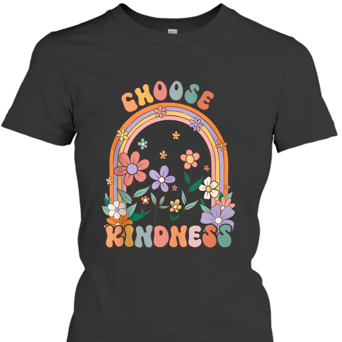 Choose Kindness Teacher Rainbow Wildflowers Retro Groovy 70s T-Shirt Choose Kindness Teacher Rainbow Wildflowers Retro Groovy 70s T-Shirt