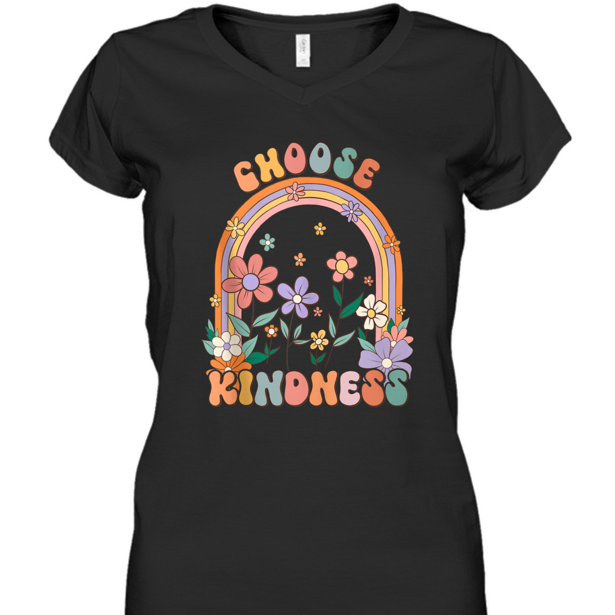 Choose Kindness Teacher Rainbow Wildflowers Retro Groovy 70s T-Shirt Choose Kindness Teacher Rainbow Wildflowers Retro Groovy 70s T-Shirt